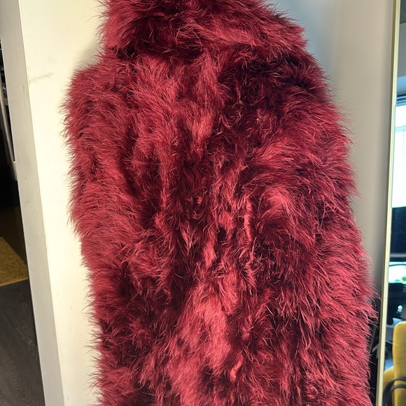 Haute Hippie Faux Fur Burgundy Size M - Picture 4 of 10